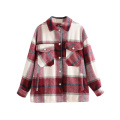 vintage outerwear female streetwear woolen coat women's oversized plaid jackets